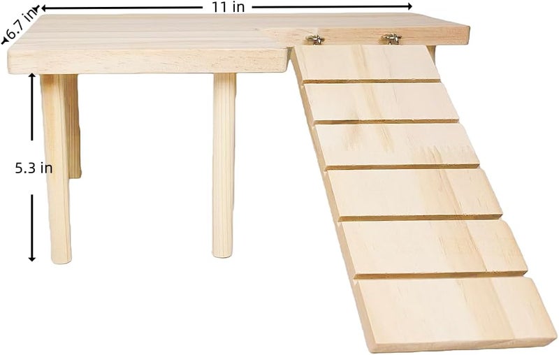 Feiena Wooden Hamster Platform for Hamster Cage Accessories Climbing Toys Dwarf Syrian Hamster Gerbil Rat Mice Degus or Other Small Pets (Rectangle) - Image 2